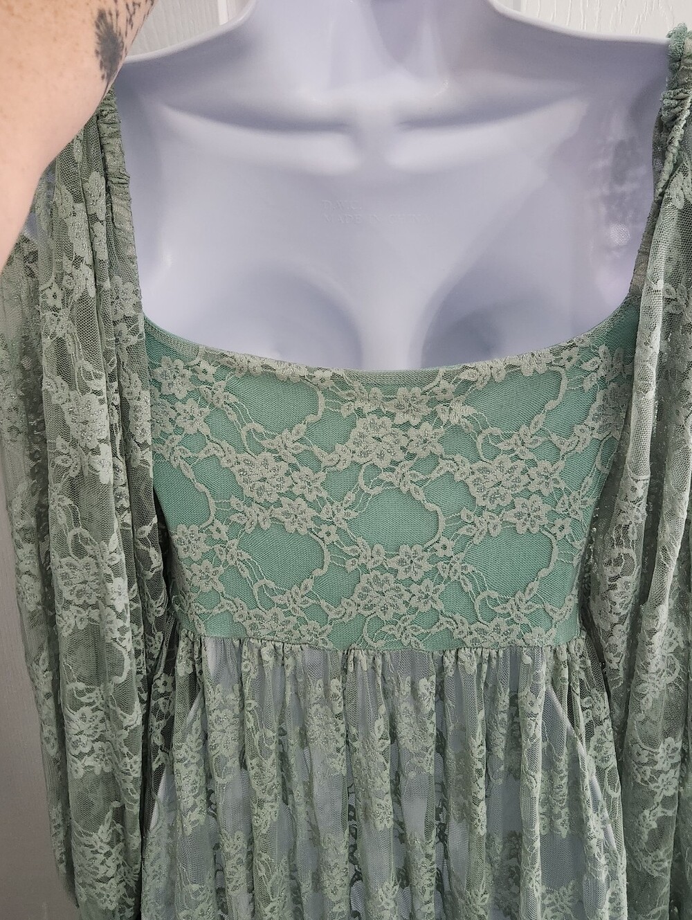 Green lace phototshoot maxi maternity dress small ethereal romance greek goddess - Picture 9 of 16